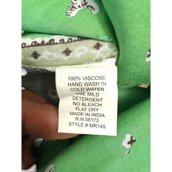 Raga Mens Green Bandanna Print Long Sleeve Collared Button Up Shirt Sz XL New - Picture 6 of 9
